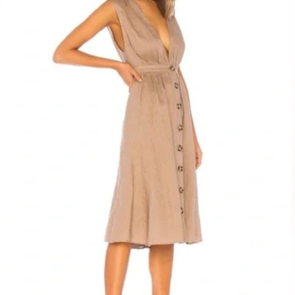 LPA Brown Button-Front Midi Dress - Picture 4 of 4